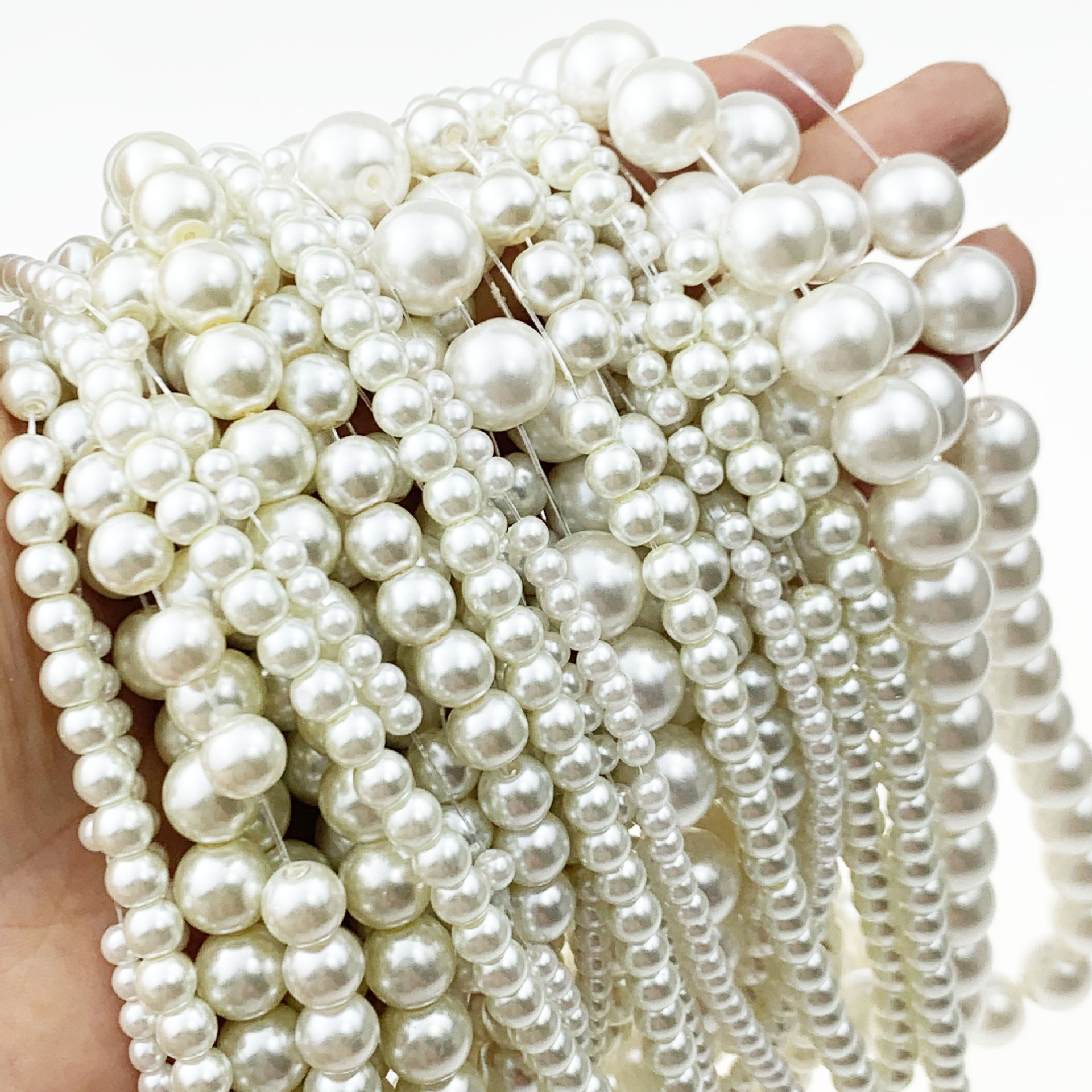 white glass pearl beads 3mm-16mm